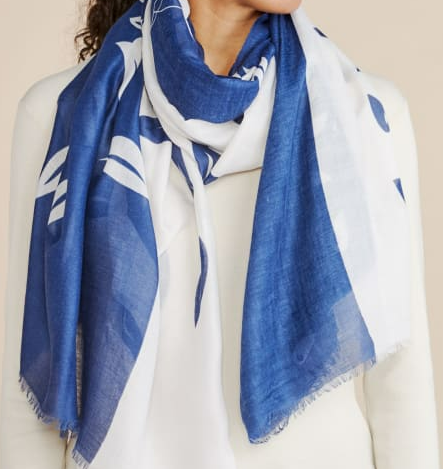 Navy White Olive Branch Scarf - Joy Susan